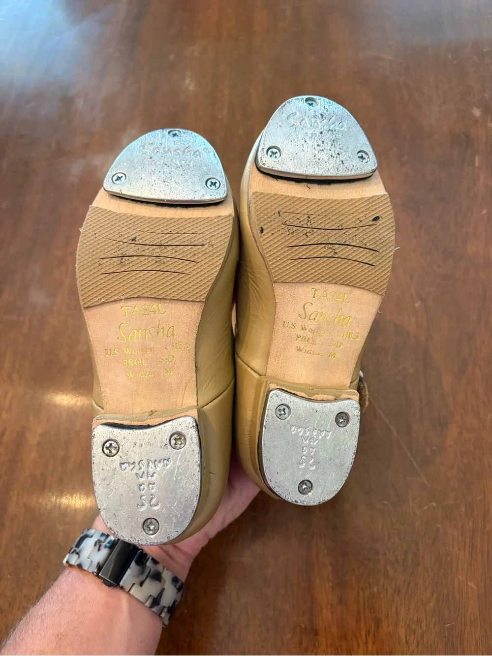 Kids Beige Mary Jane Tap Shoes with Velcro Straps
